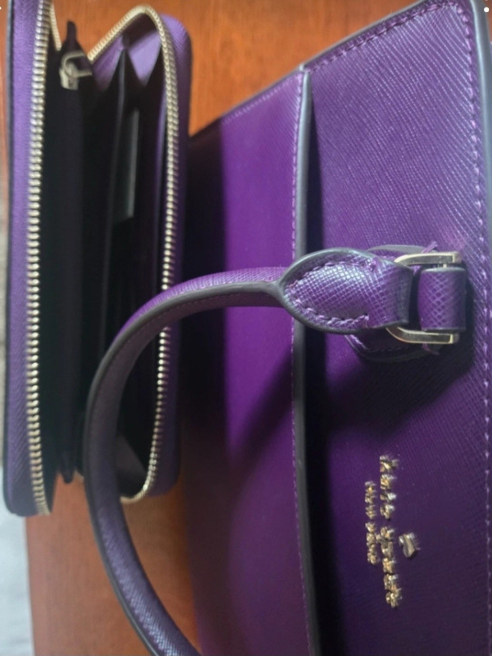 Kate Spade Purple  Handbag and Wallet with Gold Hardware